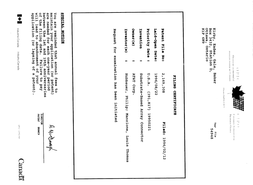 Canadian Patent Document 2169308. Assignment 19960212. Image 10 of 10