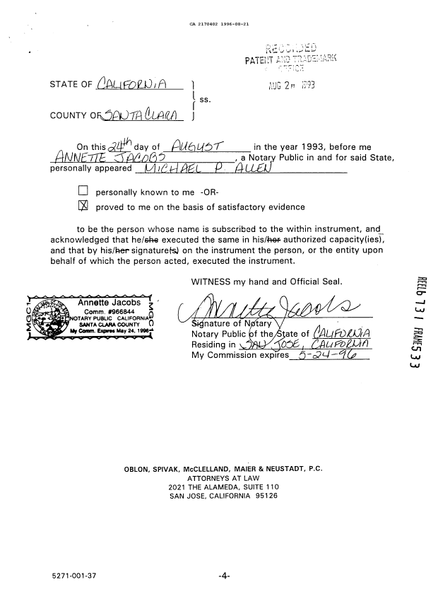 Canadian Patent Document 2170402. National Entry Request 19960821. Image 6 of 6