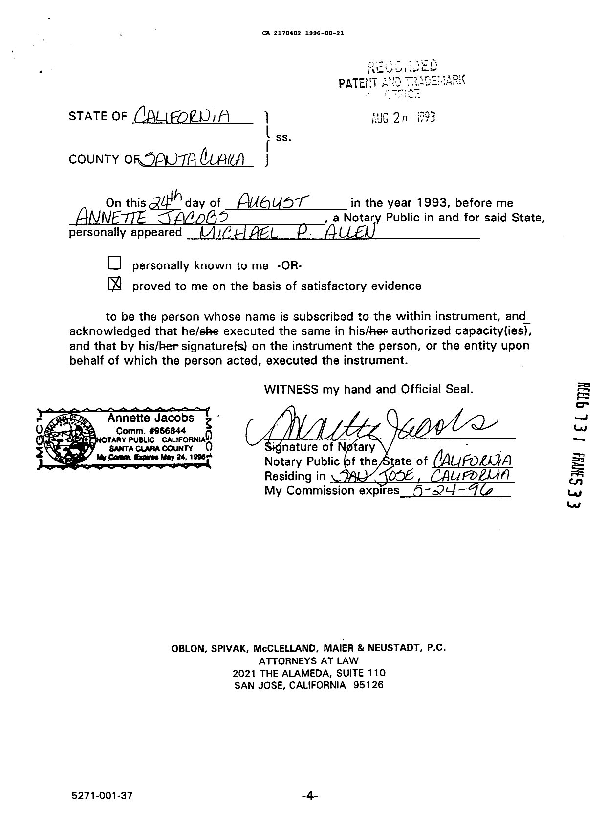 Document de brevet canadien 2170402. Demande d'entrée en phase nationale 19960821. Image 6 de 6
