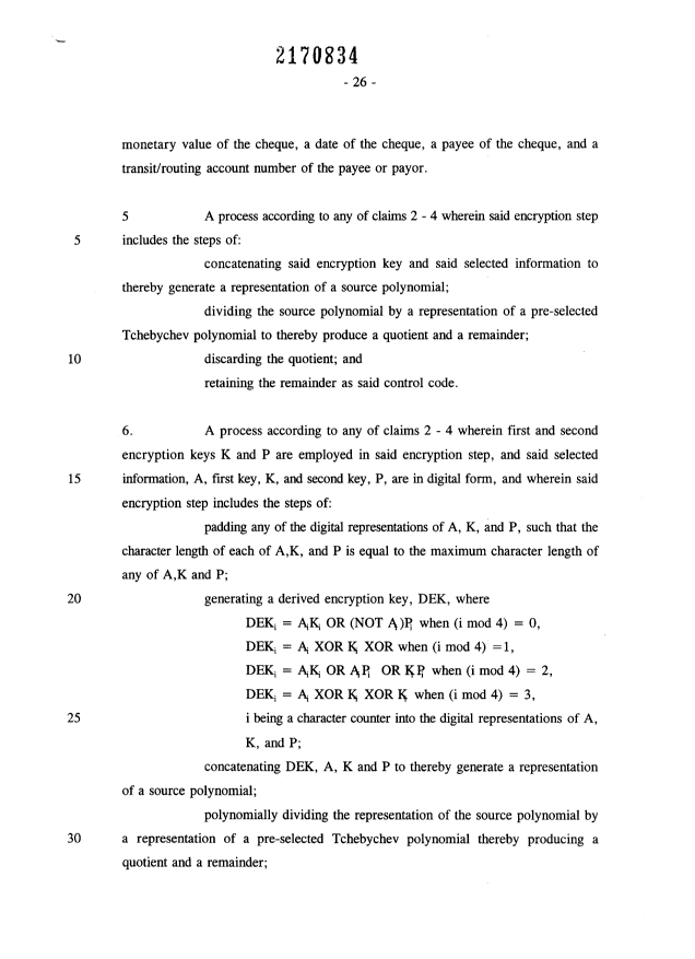 Document de brevet canadien 2170834. Revendications 19960301. Image 2 de 7