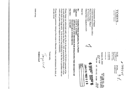 Document de brevet canadien 2170834. Taxes 20021228. Image 1 de 1