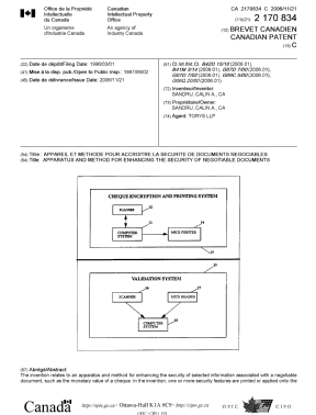 Document de brevet canadien 2170834. Page couverture 20061020. Image 1 de 2