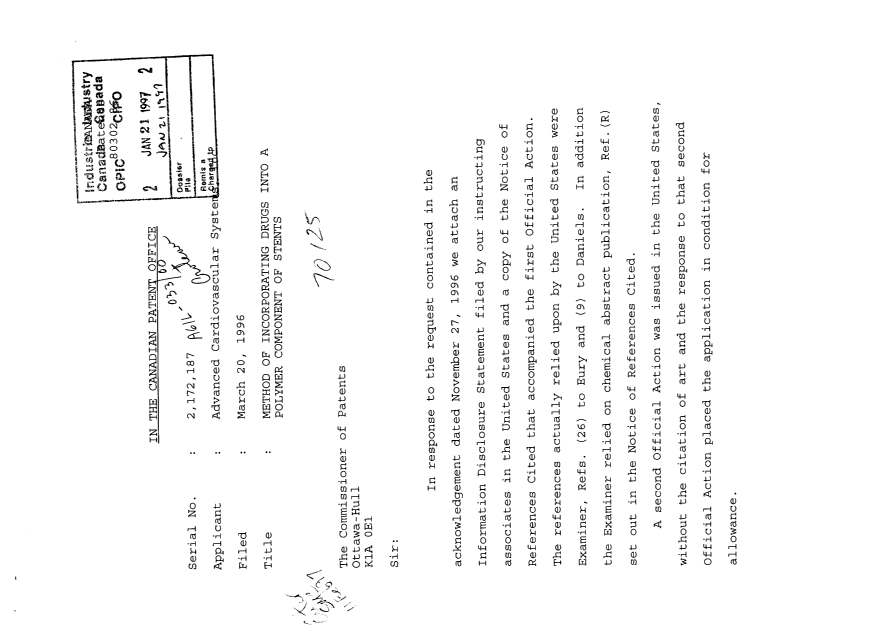Document de brevet canadien 2172187. Poursuite-Amendment 19961221. Image 1 de 2