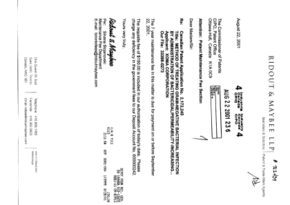 Canadian Patent Document 2172245. Fees 20010822. Image 1 of 1