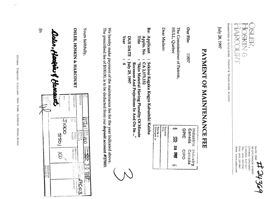 Document de brevet canadien 2173132. Taxes 19970728. Image 1 de 1