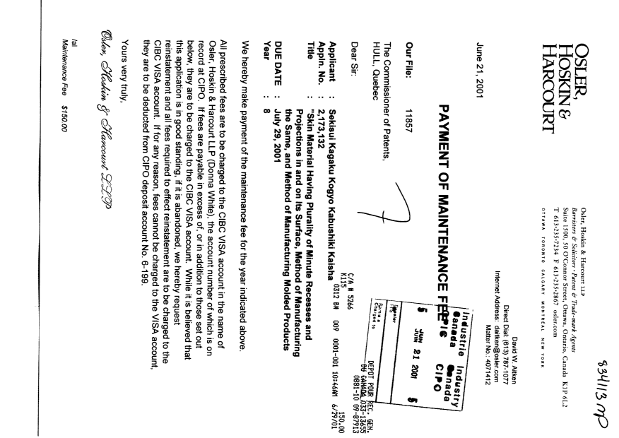 Document de brevet canadien 2173132. Taxes 20010621. Image 1 de 1