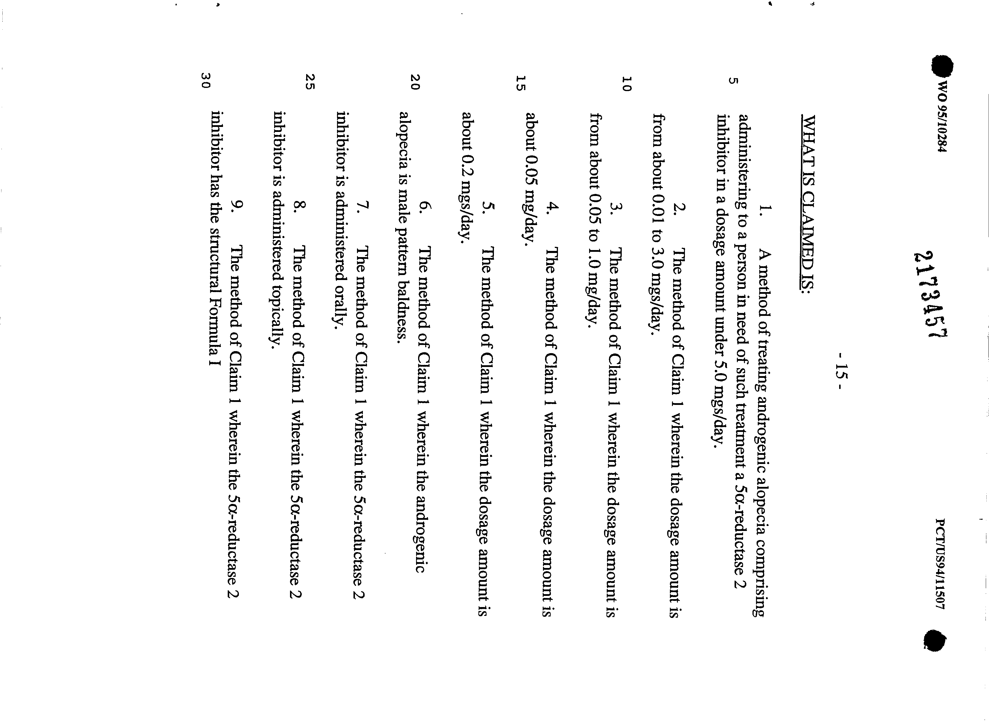 Canadian Patent Document 2173457. Claims 19941220. Image 1 of 4