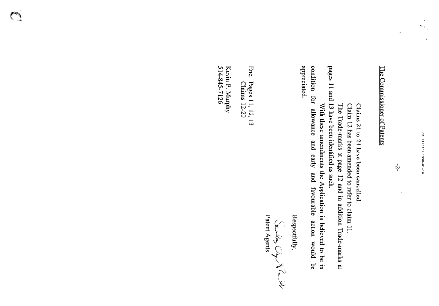 Document de brevet canadien 2173457. Correspondance de la poursuite 19980116. Image 2 de 2