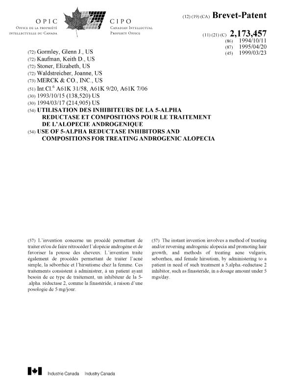 Document de brevet canadien 2173457. Page couverture 19990316. Image 1 de 1