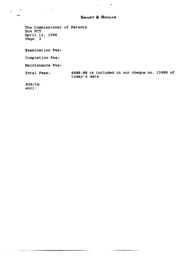 Document de brevet canadien 2174140. Cession 19960412. Image 2 de 17