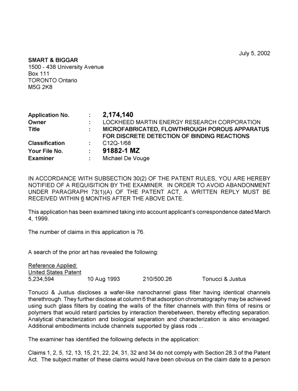 Document de brevet canadien 2174140. Poursuite-Amendment 20020705. Image 1 de 2