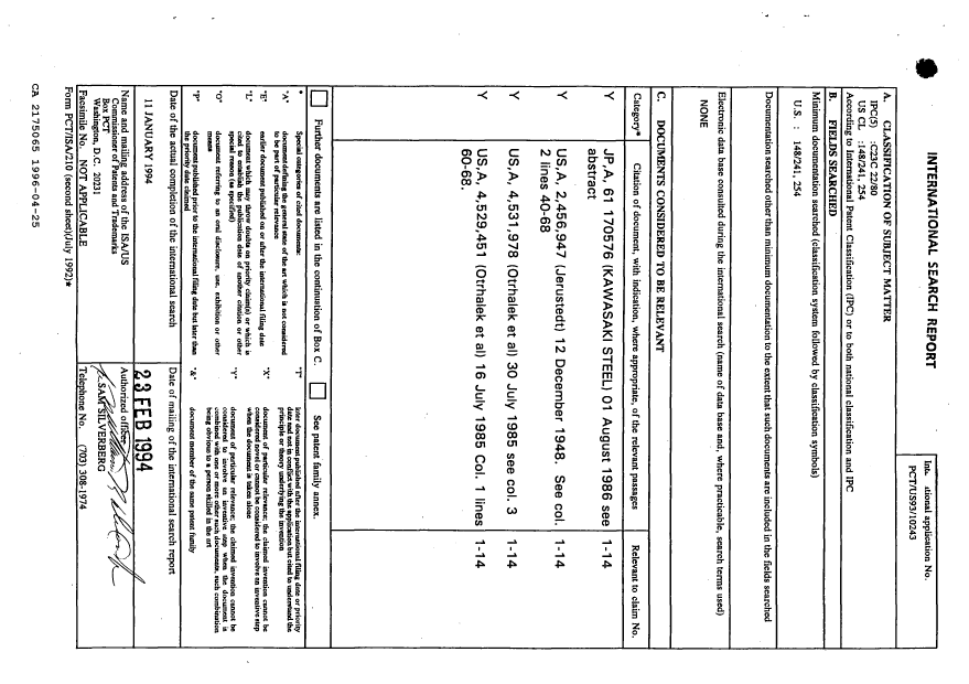 Document de brevet canadien 2175065. Rapport d'examen préliminaire international 19960425. Image 2 de 6