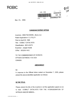 Document de brevet canadien 2175271. Poursuite-Amendment 20060523. Image 1 de 9