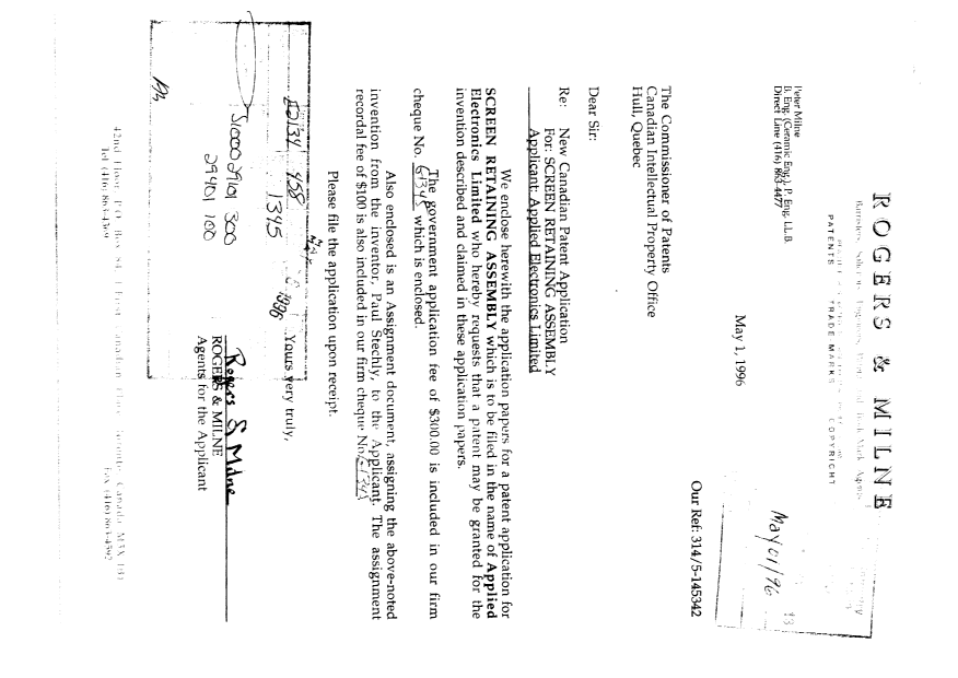 Canadian Patent Document 2175513. Assignment 19960501. Image 1 of 6