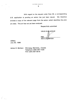 Canadian Patent Document 2175605. Prosecution Correspondence 19960729. Image 3 of 3