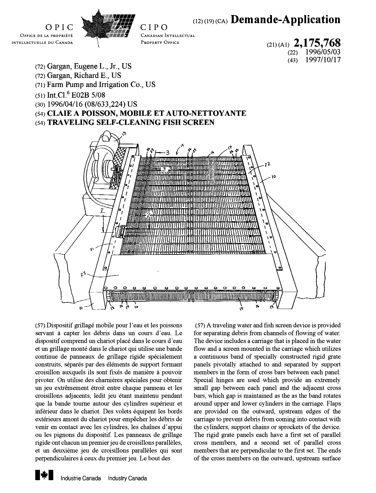 Document de brevet canadien 2175768. Page couverture 20001206. Image 1 de 2