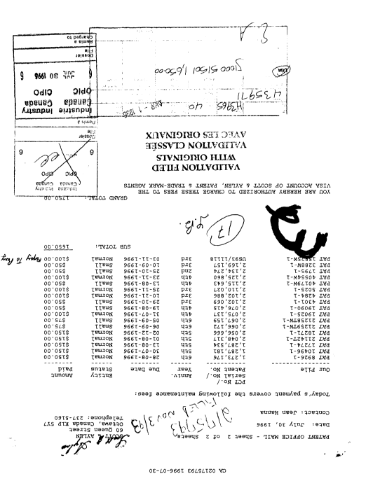 Document de brevet canadien 2175793. Taxes 19960730. Image 1 de 1