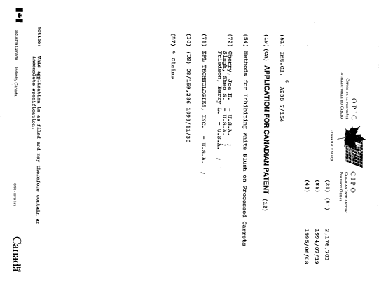 Document de brevet canadien 2176703. Page couverture 19960903. Image 1 de 1
