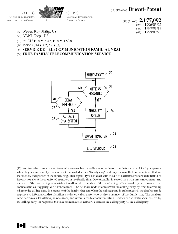 Document de brevet canadien 2177092. Page couverture 19990712. Image 1 de 1