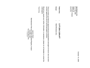 Canadian Patent Document 2177524. Correspondence 20061019. Image 1 of 1