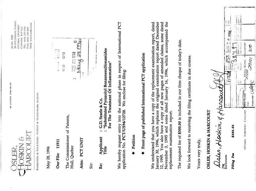 Document de brevet canadien 2177576. Cession 19951228. Image 1 de 4