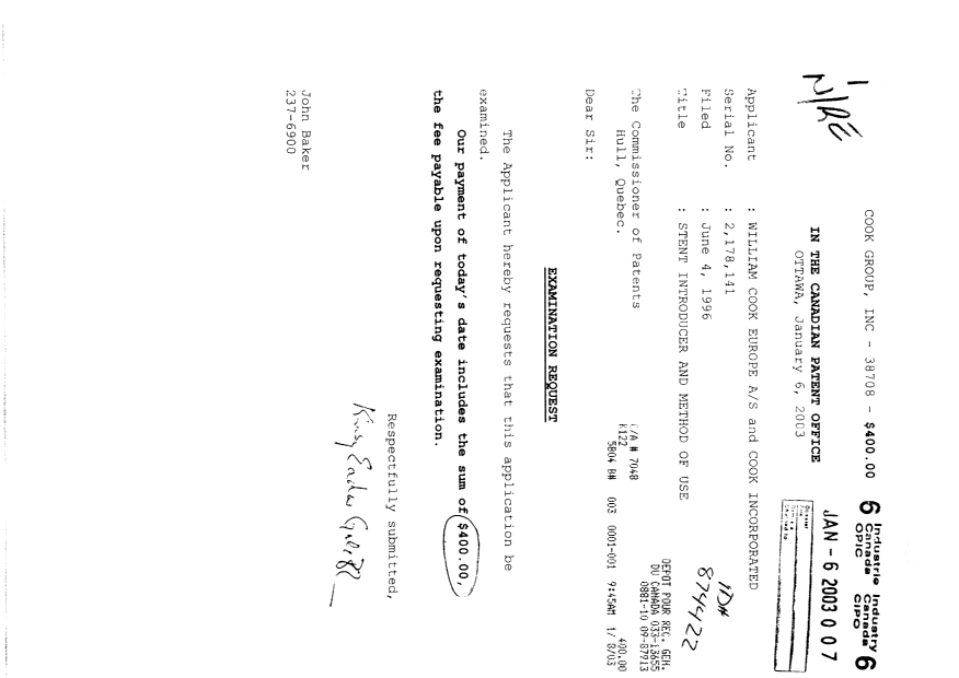 Document de brevet canadien 2178141. Poursuite-Amendment 20030106. Image 1 de 1