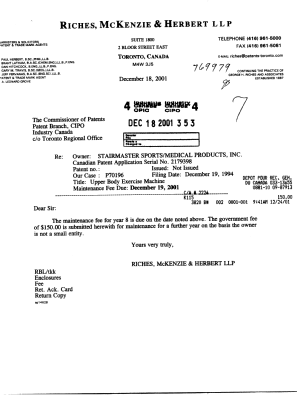 Canadian Patent Document 2179398. Fees 20011218. Image 1 of 1
