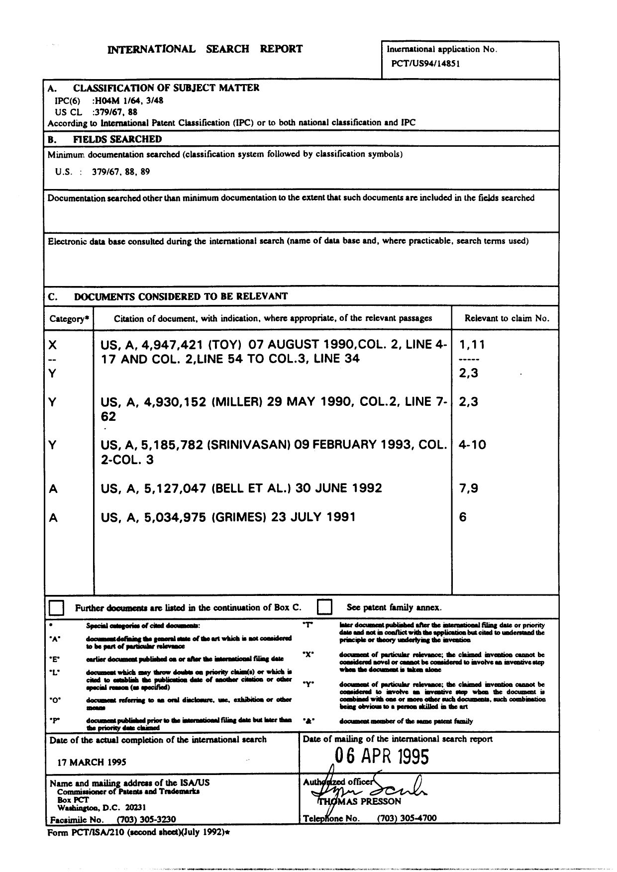 Document de brevet canadien 2179495. PCT 19960619. Image 1 de 9