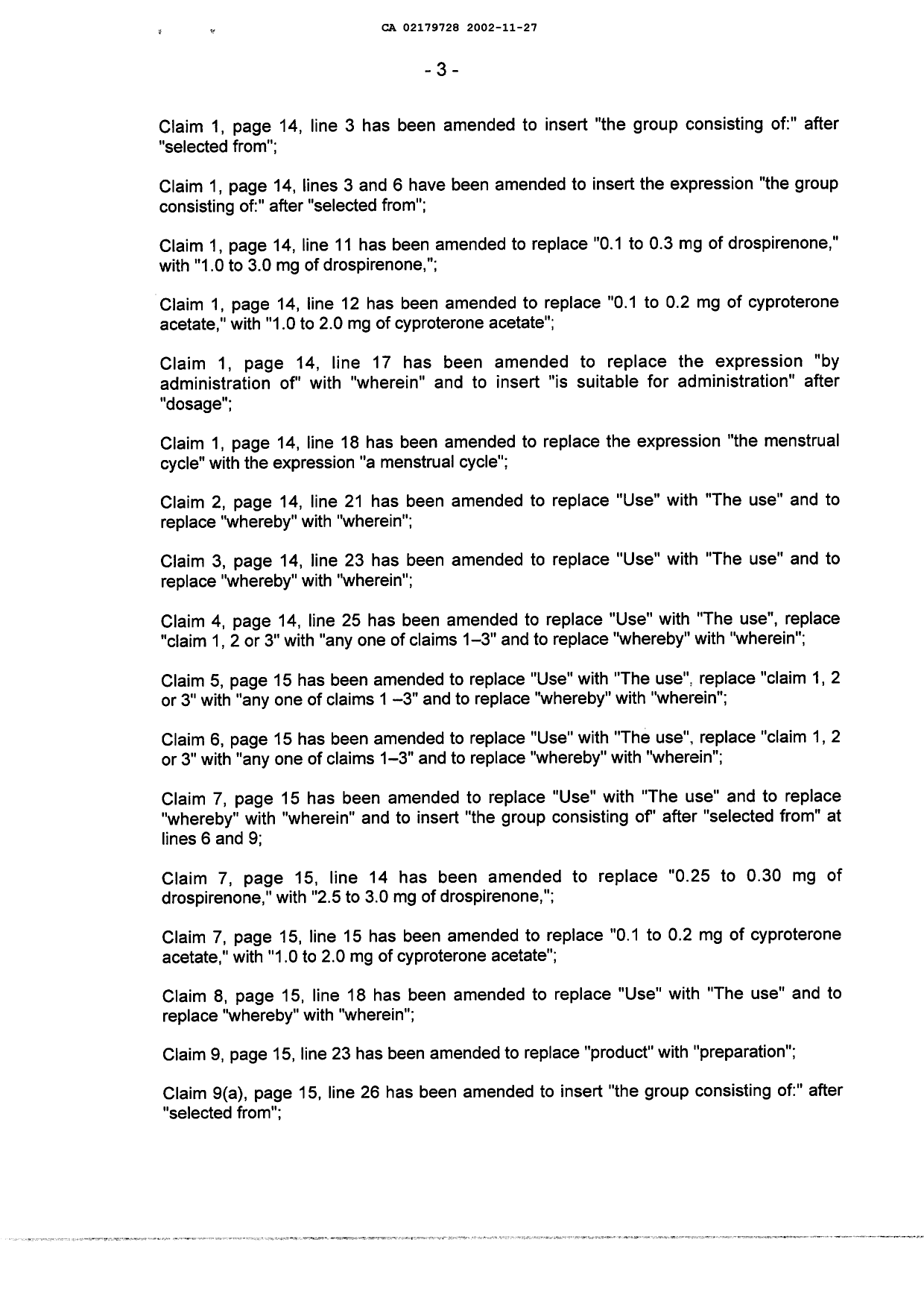 Document de brevet canadien 2179728. Poursuite-Amendment 20011227. Image 3 de 21
