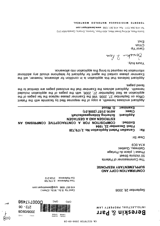 Canadian Patent Document 2179728. Prosecution-Amendment 20051228. Image 1 of 10