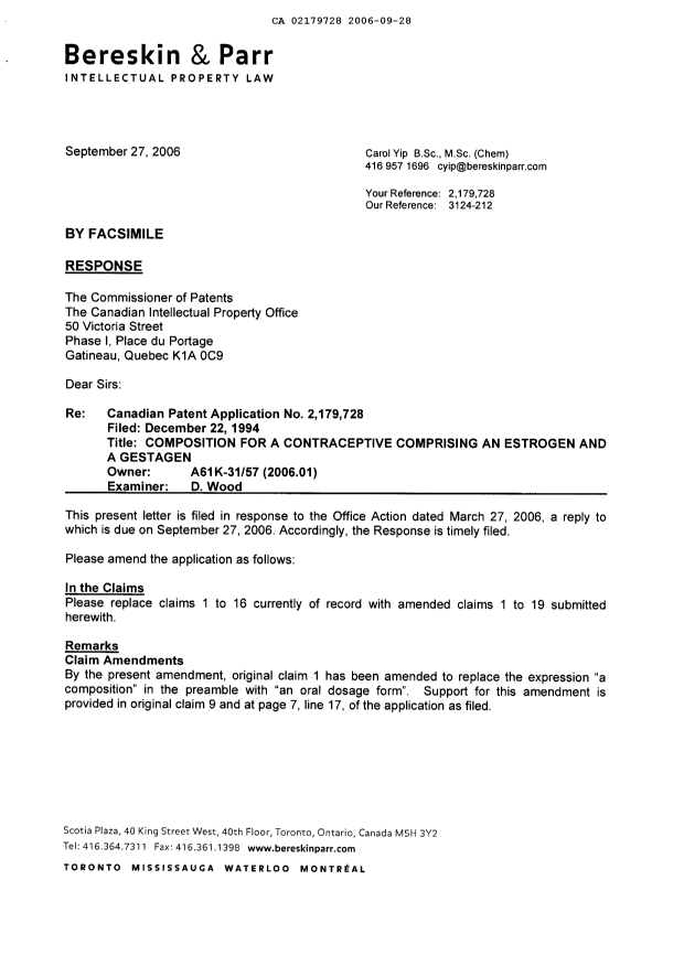 Document de brevet canadien 2179728. Poursuite-Amendment 20051228. Image 2 de 10