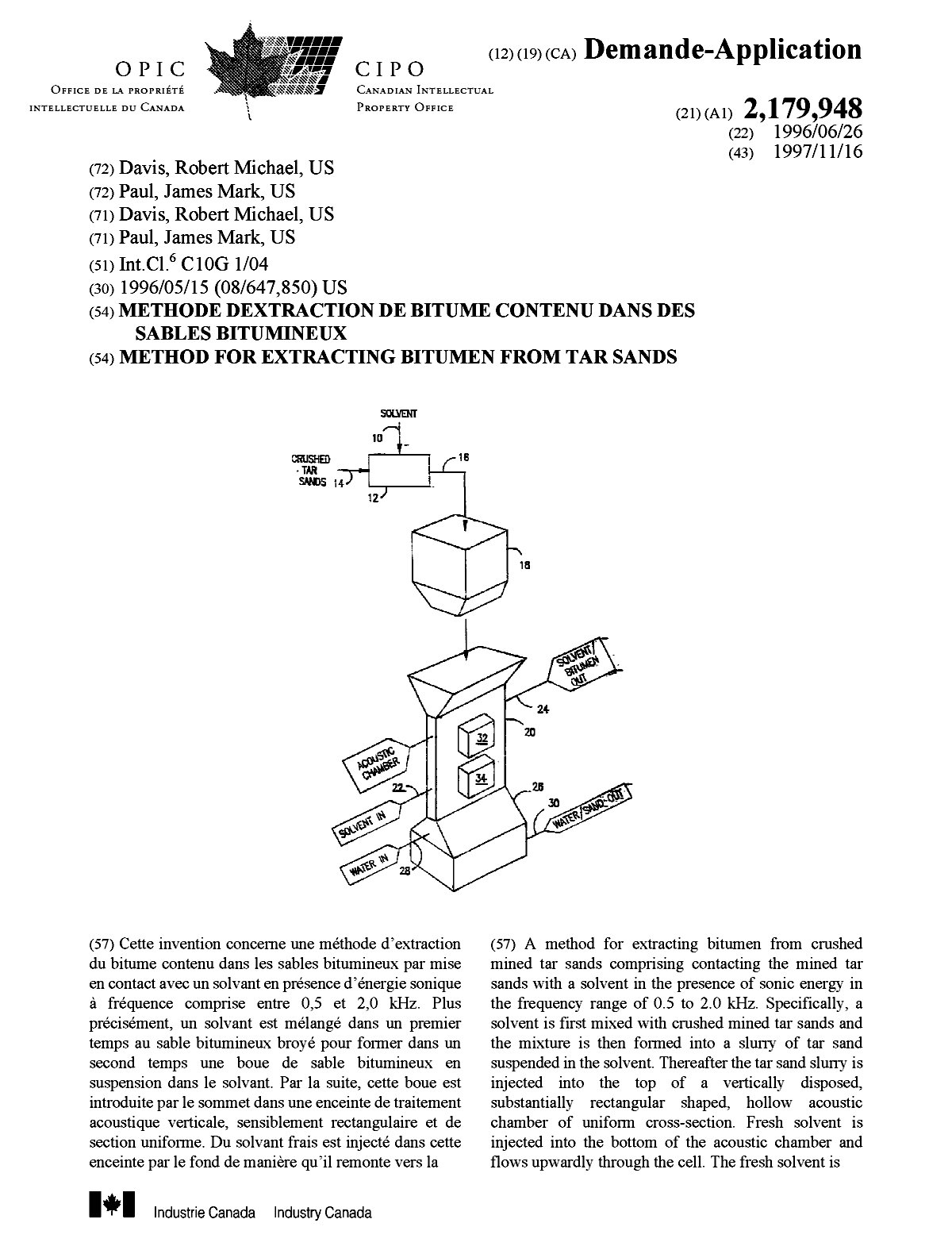 Document de brevet canadien 2179948. Page couverture 19980824. Image 1 de 2