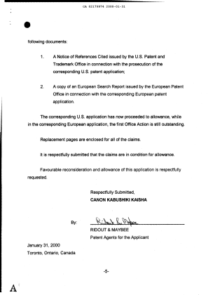Canadian Patent Document 2179974. Prosecution-Amendment 20000131. Image 5 of 5