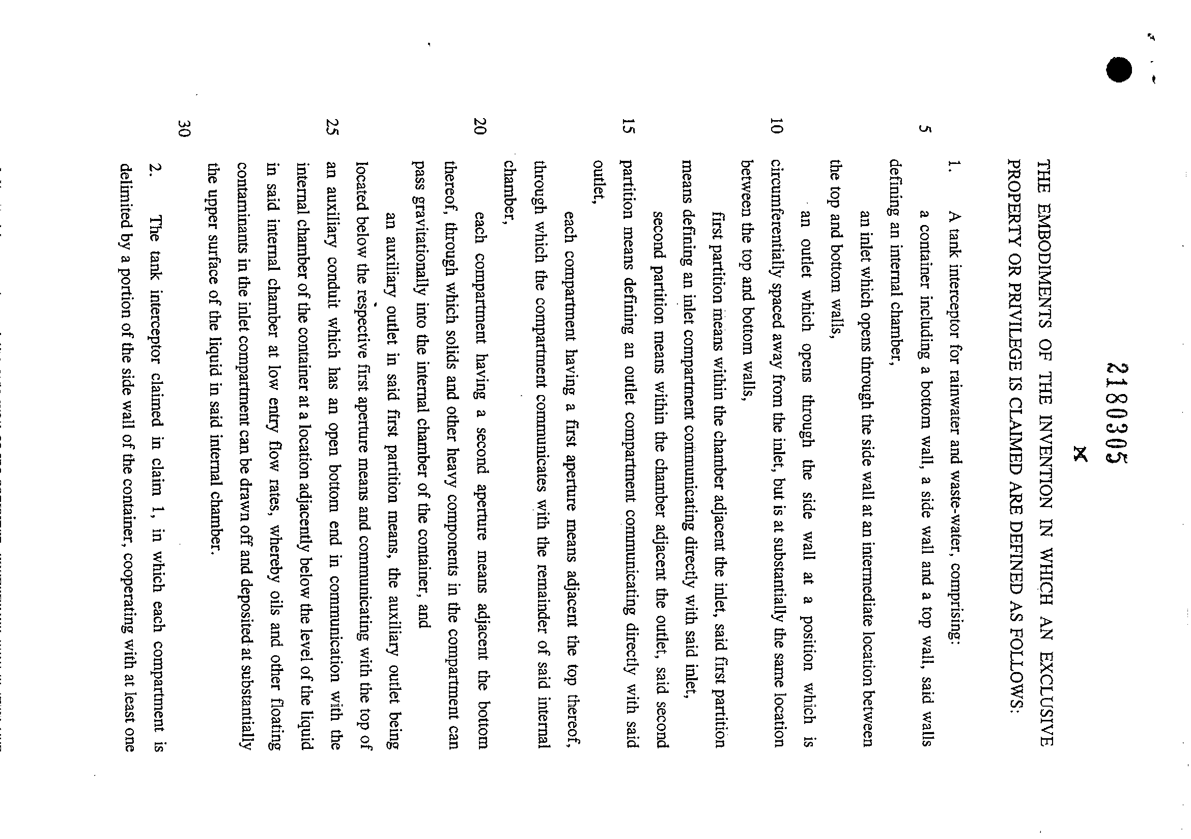 Canadian Patent Document 2180305. Claims 19961009. Image 1 of 2
