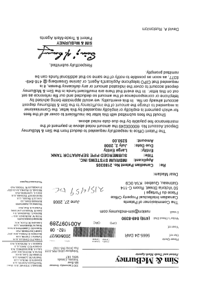 Canadian Patent Document 2180305. Fees 20080627. Image 1 of 1