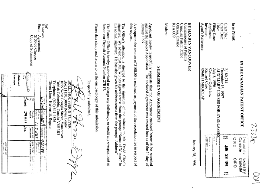 Document de brevet canadien 2180714. Cession 19980128. Image 1 de 16