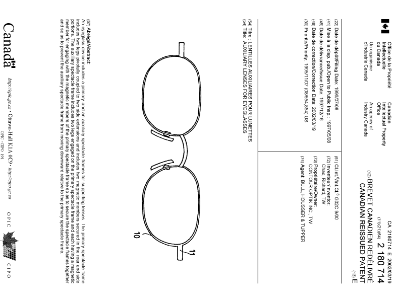 Document de brevet canadien 2180714. Page couverture 20020306. Image 1 de 1