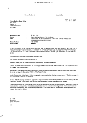 Document de brevet canadien 2181282. Poursuite-Amendment 19961212. Image 1 de 1
