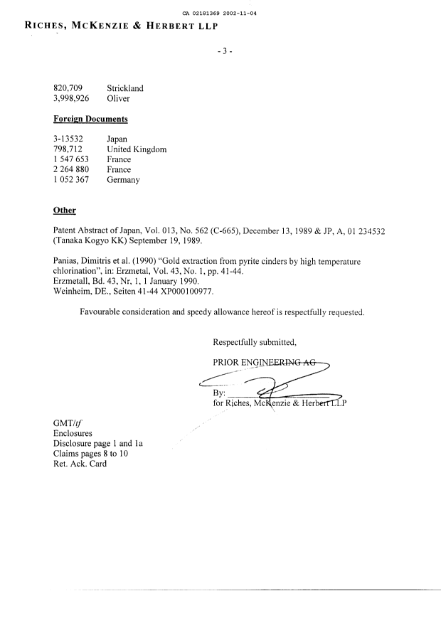 Canadian Patent Document 2181369. Prosecution-Amendment 20021104. Image 3 of 8