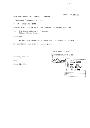 Canadian Patent Document 2181973. Correspondence 19960731. Image 1 of 36