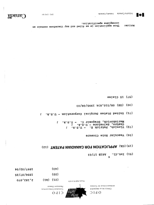 Canadian Patent Document 2182070. Cover Page 19951225. Image 1 of 1