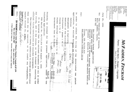 Document de brevet canadien 2182070. Cession 19960725. Image 1 de 10