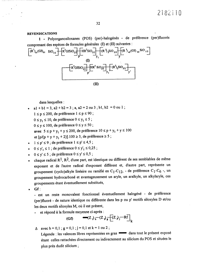 Document de brevet canadien 2182110. Revendications 19961101. Image 1 de 11