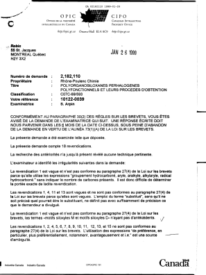 Canadian Patent Document 2182110. Prosecution-Amendment 19990126. Image 1 of 2