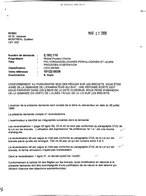 Canadian Patent Document 2182110. Prosecution-Amendment 20000317. Image 1 of 2