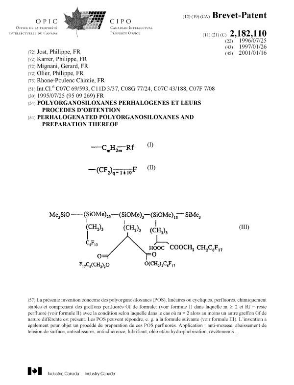 Document de brevet canadien 2182110. Page couverture 20001218. Image 1 de 1
