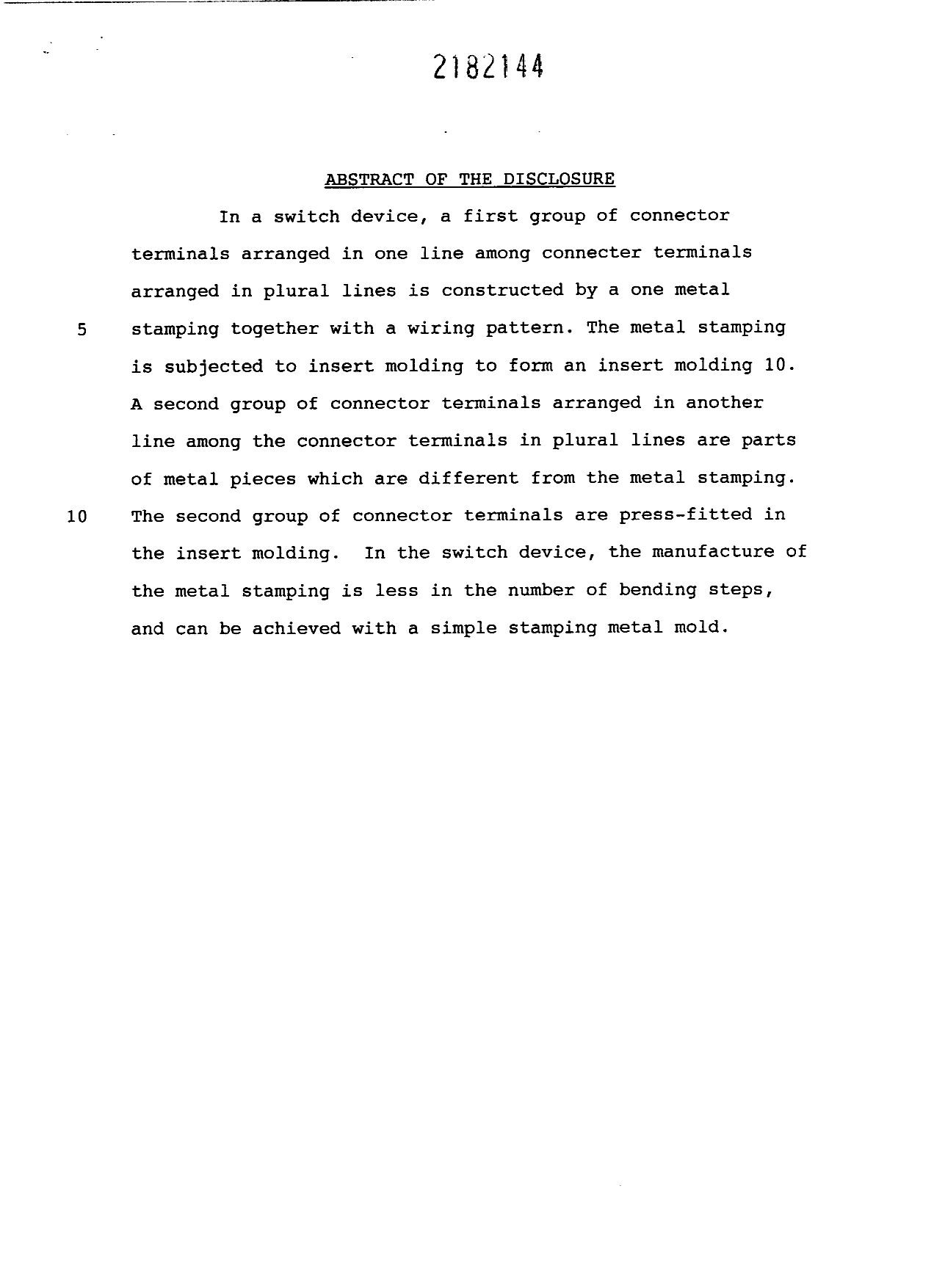 Document de brevet canadien 2182144. Abrégé 19961101. Image 1 de 1