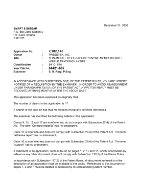 Document de brevet canadien 2182145. Poursuite-Amendment 20001221. Image 1 de 2