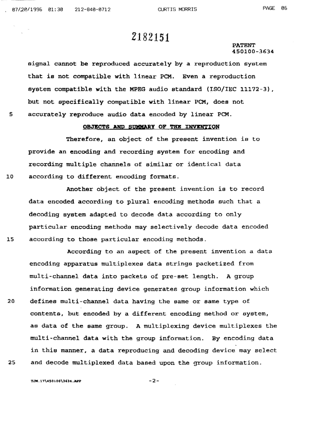 Document de brevet canadien 2182151. Description 19961101. Image 2 de 14