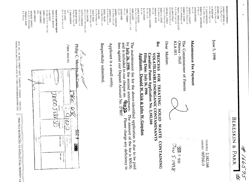 Document de brevet canadien 2182168. Taxes 19980605. Image 1 de 1